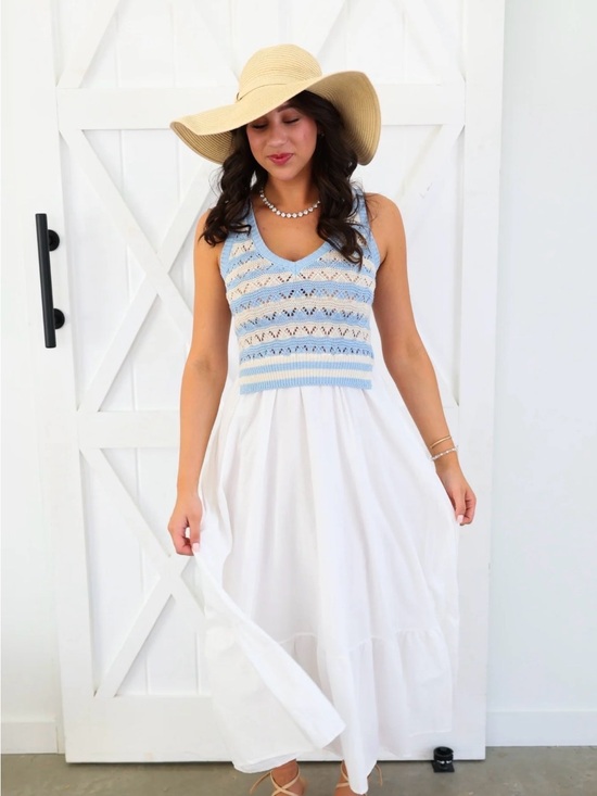 Elan Dresses & Skirts - Elan Woven Knit Mix Midi Dress- Size Large